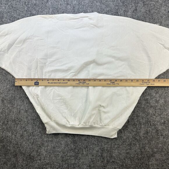 Vintage 90s Sweatshirt White Fringe Lace Half Dolman Made in USA Deadstock - Picture 11 of 13